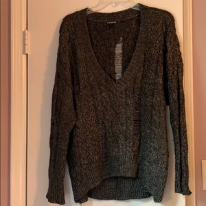 Distressed Chunky V-Neck Sweater